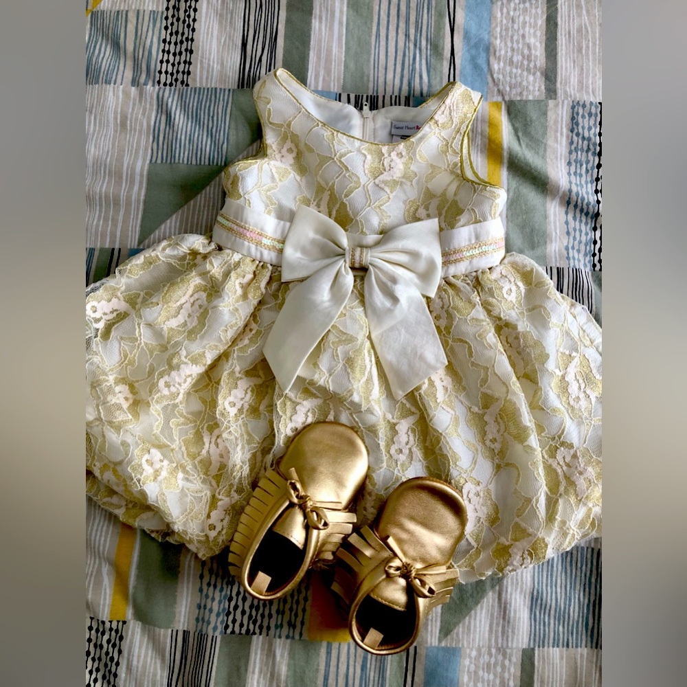 Toddler girl formal dress and shoes bundle 2T